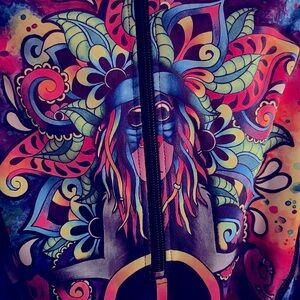 Sports Bra UV Reactive Multicolor. Zen Monkey Hippie Yoga.